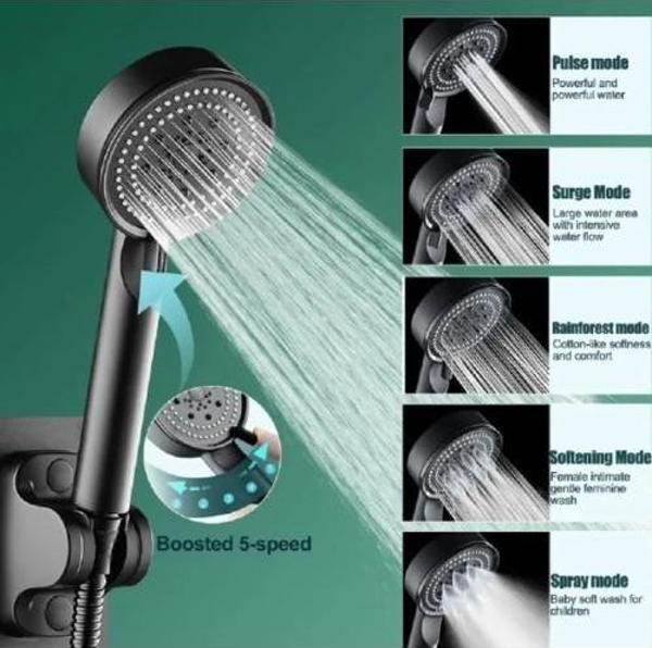 5 Kademeli Duş Başlığı Siyah - Image 1