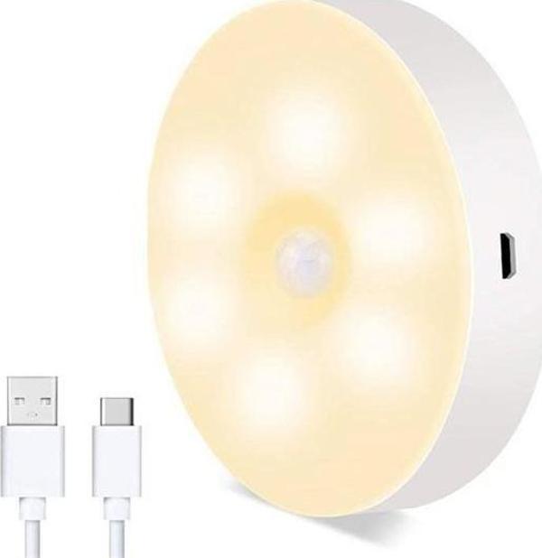 Hareket Sensörlü Usb Şarjlı Spot Lamba Mıknatıslı ve Yapışkanlı Gün Işığı Renk Led - Image 1
