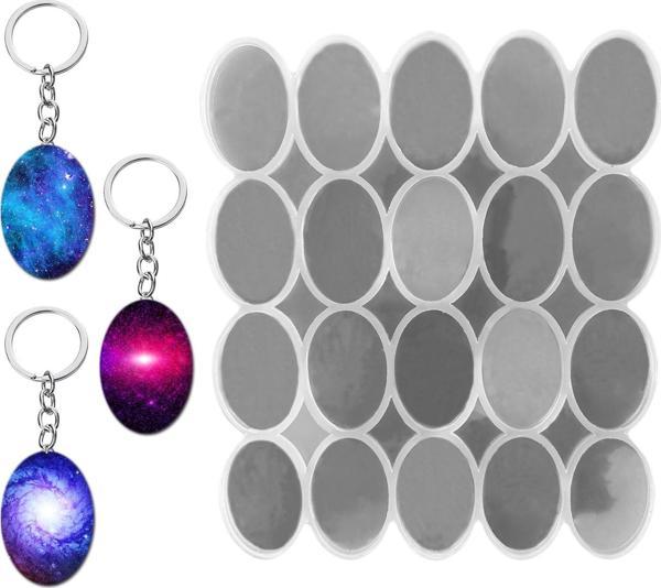 Epoksi Çoklu Silikon Kalıp Anahtarlık Kalıbı Oval Seri Döküm Kalıbı 4X6 CM 20 Li - Image 1