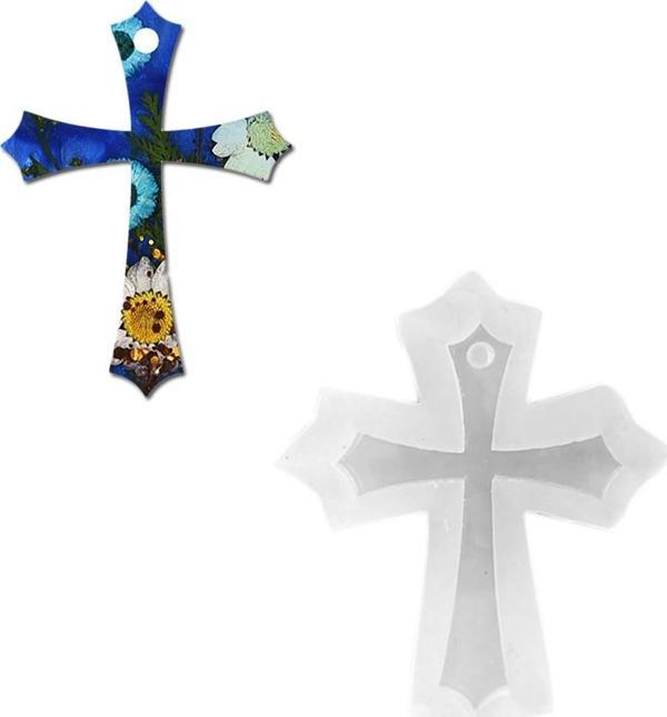 Epoksi Silikon Kalıp Anahtarlık Hristiyanlık Haç Sembolü Kolye Kalıbı - Image 1