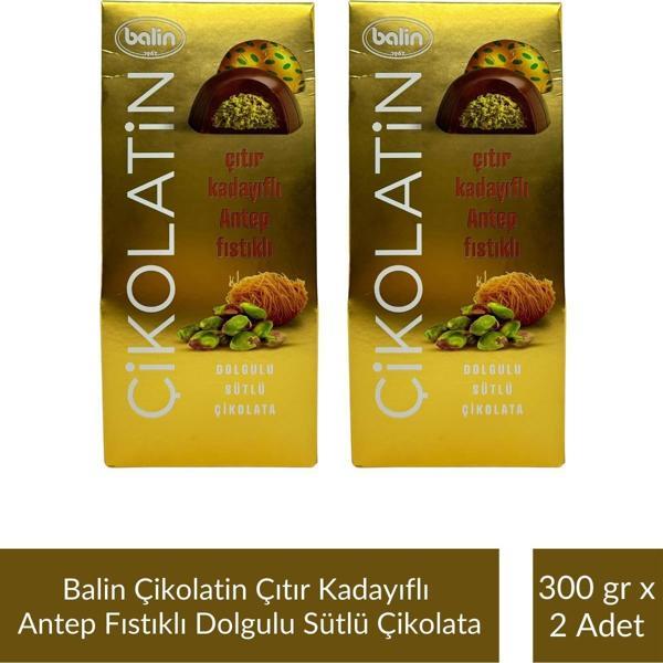 Balin Çikolatin Çıtır Kadayıflı Antep Fıstıklı Dolgulu Sütlü Çikolata 300 gr x 2 Adet - Image 1