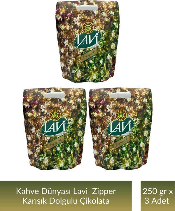 Kahve Dünyası Zıpper Lavi Karışık Çikolata 250 gr x 3 Adet - Image 1