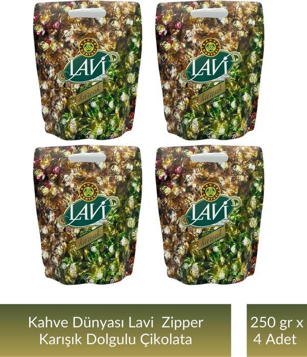 Kahve Dünyası Zıpper Lavi Karışık Çikolata 250 gr x 4 Adet - Image 1