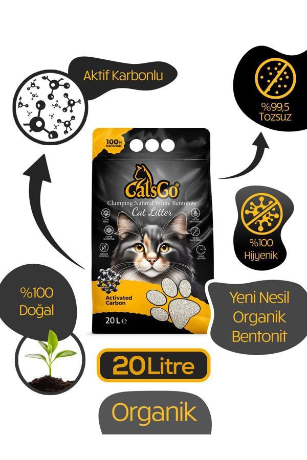 Catsgo Aktif Karbonlu Premium Organik Kedi Kumu 20 Lt Dev Boy - Image 1