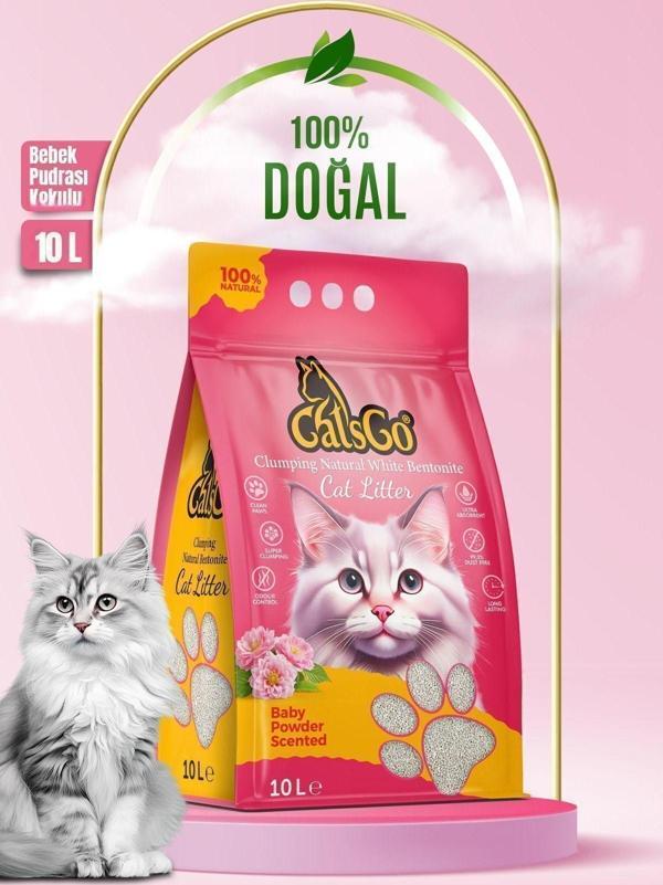 Catsgo Bebek Pudralı Premium Organik Kedi Kumu 10 Lt - Image 1