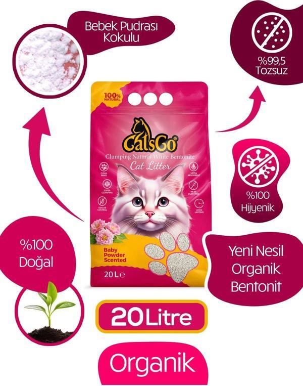 Catsgo Bebek Pudralı Premium Organik Kedi Kumu 20 Lt Dev Boy - Image 1