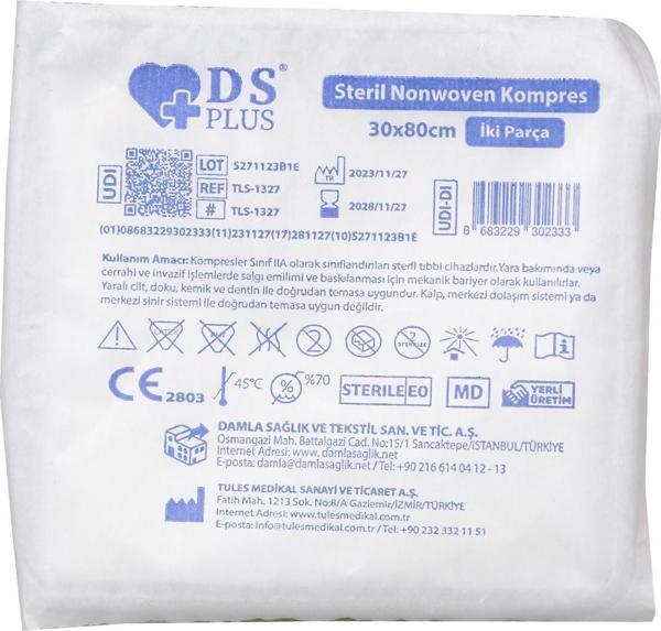 Ds Plus Sterıl Nonwomen Gazlı Bez Sterıl 30x80 1 Adet - Image 1