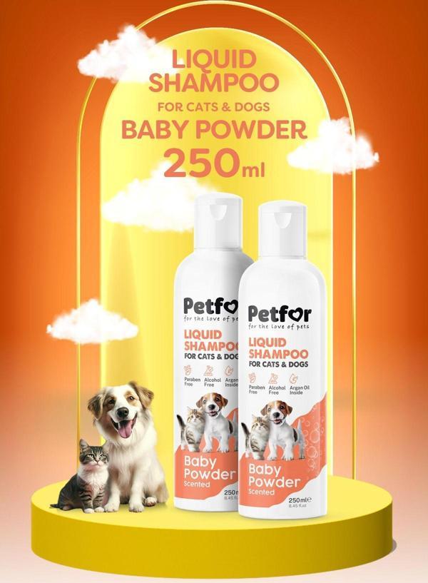 Petfor Kedi Ve Köpekler İçin Bebek Pudralı Şampuan 250 Ml X2 Adet - Image 1