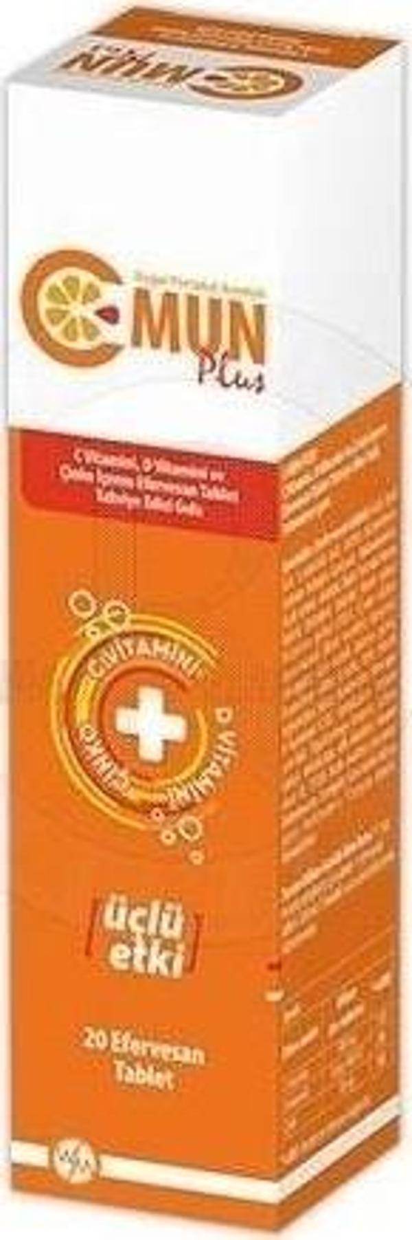 C Mun Plus C Vitamin D Vitamini Ve Çinko İçeren 20 Efervesan Tablet - Image 1