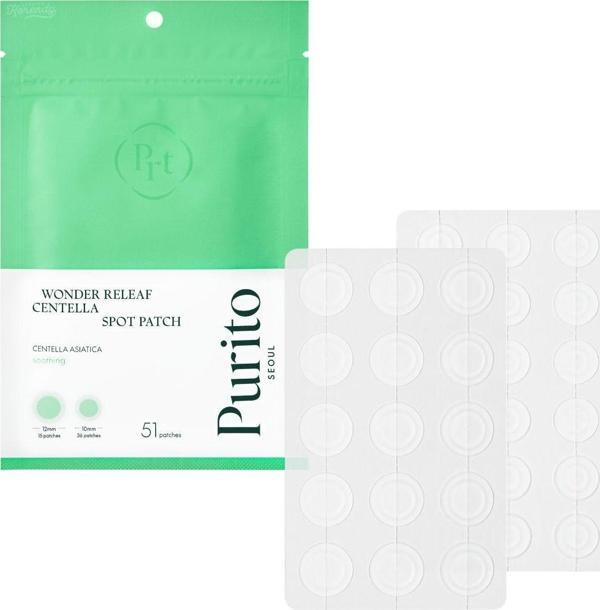 Purito Wonder Releaf Centella Spot Patch - Akne Söndürücü Kızarıklık Karşıtı Centella Özlü Bant 51Li - Image 1