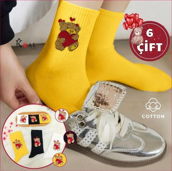  Kadın (6 ÇİFT) Çeyrek Soket Soft AŞK Model Pamuklu Terletmez Çorap Seti - Image 1