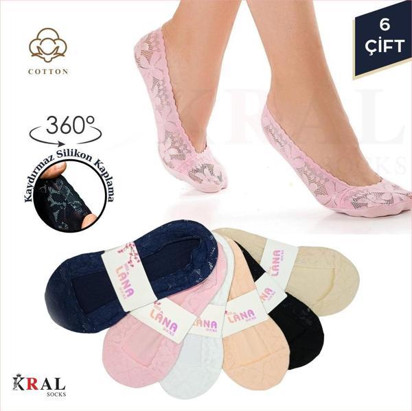 Kadın Çorap (6 ÇİFT) CLARA Model Renkli Pamuklu Terletmez Babet Çorap Seti - Image 1
