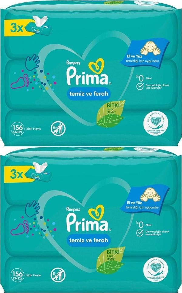 Prima Islak Havlu Mendil Hassas Ciltler İçin 2pk 3 312 Yaprak 6'lı Set - Image 1