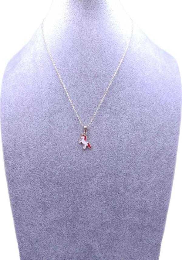 Han Ticarethane Kırmızı Yeleli Unicorn Model Kolye - Image 1