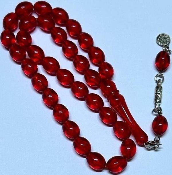 Han Ticarethane Kırmızı Toz Kehribar Tesbih - Image 1