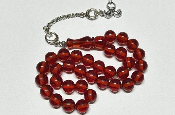 Han Ticarethane Halit Uzunkaya Turuncu Küre Kesim Ateş Kehribar Tesbih - Image 1