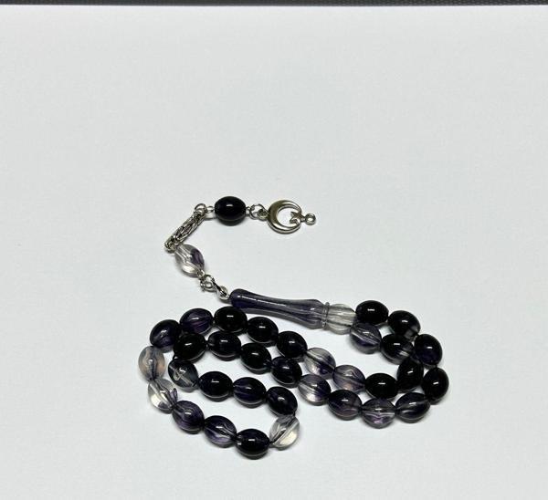 Han Ticarethane Siyah Şeffaf Toz Kehribar Tesbih - Image 1