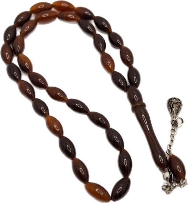 Han Ticarethane Kahverengi Arpa Kesim Toz Kehribar Tesbih - Image 1