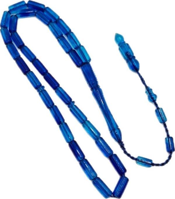 Han Ticarethane Kesme Kesim Mavi Toz Kehribar Tesbih - Image 1