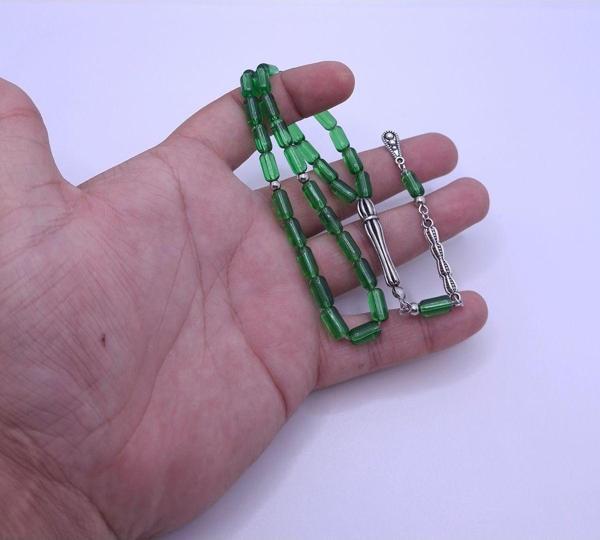 Han Ticarethane Yeşil Renk Kapsül Kesim Cam Tesbih - Image 1