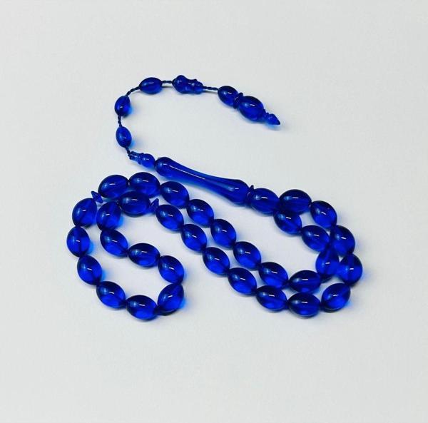 Han Ticarethane Lacivert Beyzi Kesim Toz Kehribar Tesbih - Image 1