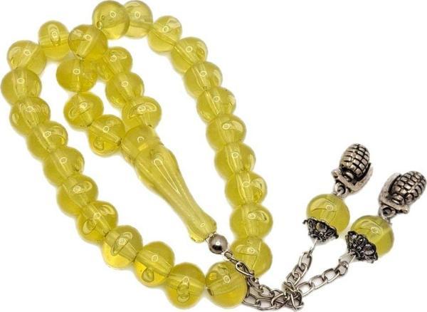 Han Ticarethane Yassı Kesim Sarı Toz Kehribar Tesbih - Image 1