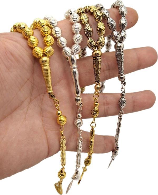 Han Ticarethane 4 Lü Altın Gümüş Benzetme Metal Tesbih Seti - Image 1