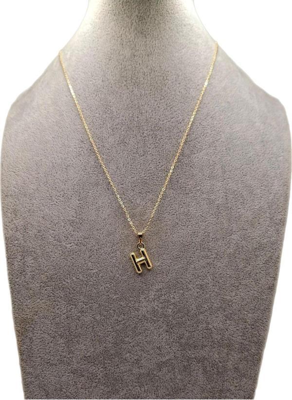 Han Ticarethane Altın Renk Çizgi Desenli H Harfi Balon Model Kolye - Image 1