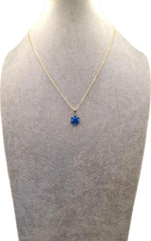 Han Ticarethane Altın Renk Sedefli Mavi Kar Tanesi Kolye - Image 1