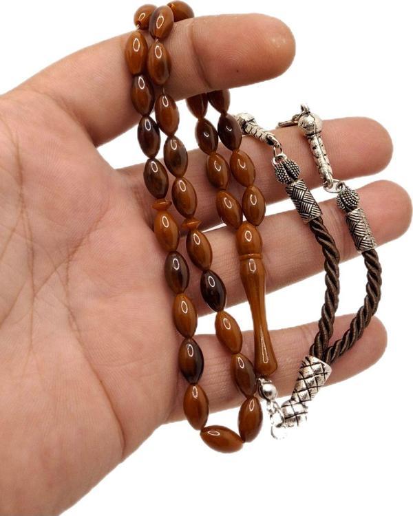 Han Ticarethane Kahverengi Desenli Arpa Kesim Toz Kehribar Tesbih - Image 1