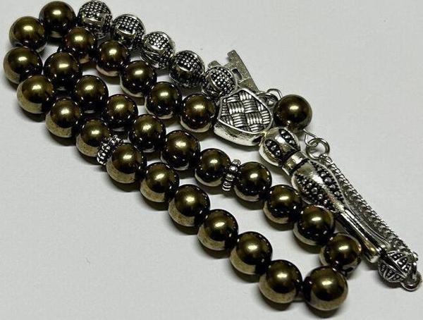 Han Ticarethane İsme Özel Altın Renk Hematit Tesbih (Soru&Cevap Kısmından Yazılmasını İstediğiniz İsmi Belirtiniz) - Image 1