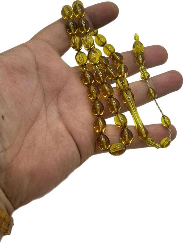 Han Ticarethane Yağ Yeşili Toz Kehribar Tesbih - Image 1