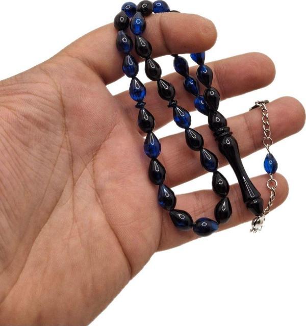 Han Ticarethane Mavi Siyah Model Toz Kehribar Tesbih - Image 1