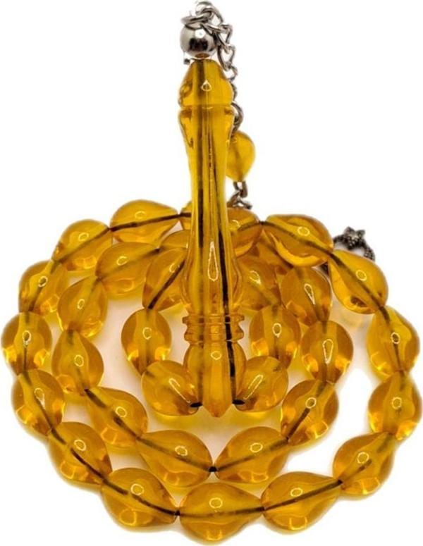 Han Ticarethane Koyu Sarı Renk Toz Kehribsr Tesbih - Image 1