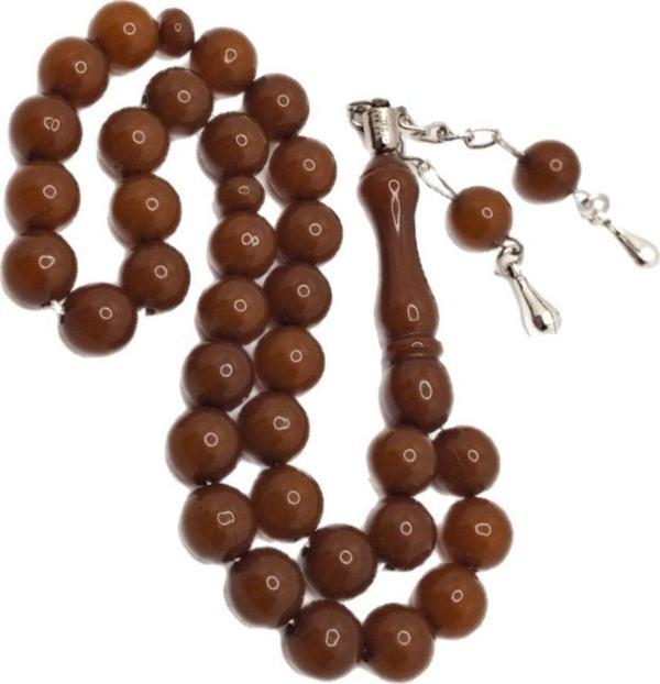 Han Ticarethane Kahverengi Küre Kesim Toz Kehribar Tesbih - Image 1