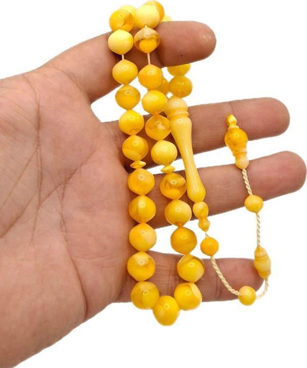 Han Ticarethane Sarı Sığırcık Kesim Özel Lüks Model Toz Kehribar Tesbih - Image 1