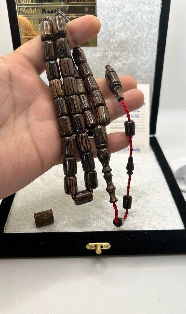 Han Ticarethane Kemal Seymen Usta İşi Siyah Vahşi Palmiye Ağacı Tesbih - Image 1