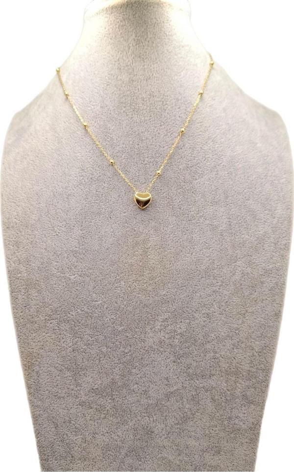 Han Ticarethane Altın Renk Top Zincirli Kalp Model Çelik Kolye - Image 1