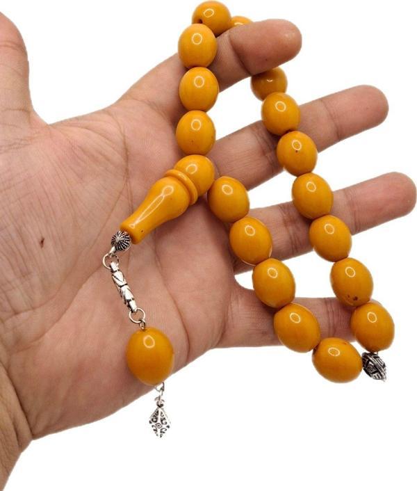 Han Ticarethane Turuncu Fıçı Kesim Maskot Toz Kehribar Tesbih - Image 1