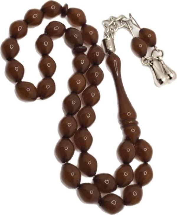 Han Ticarethane Beyzi Kesim Kahverengi Toz Kehribar Tesbih - Image 1