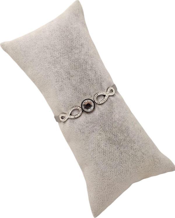 Han Ticarethane Gümüş Renk Taşlı Sonsuzluk Model Çelik Kelepçe Bileklik - Image 1