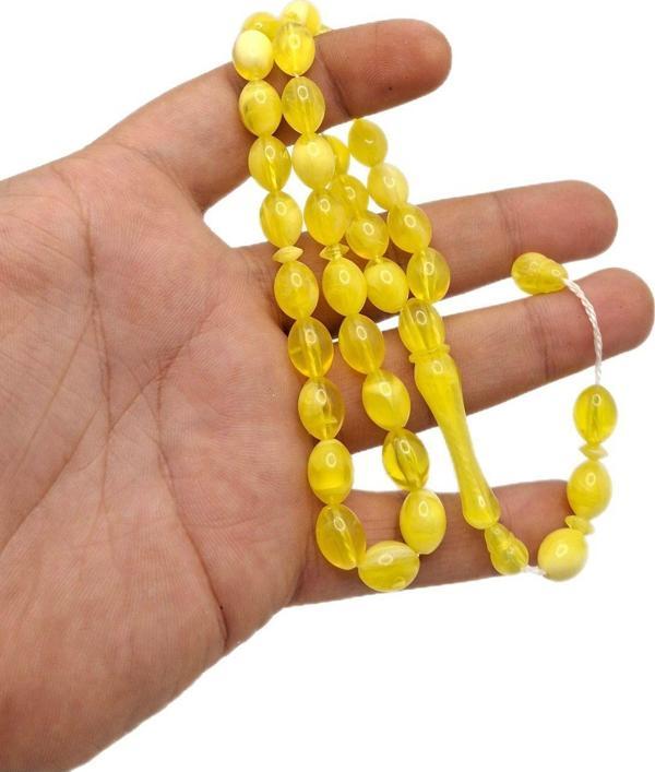 Han Ticarethane Limon Sarısı Beyzi Toz Kehribar Tesbih - Image 1