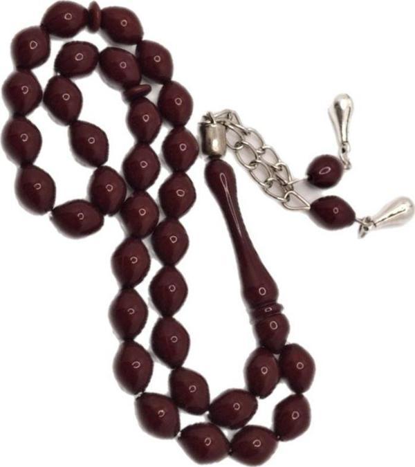 Han Ticarethane Beyzi Kesim Bordo Toz Kehribar Tesbih - Image 1