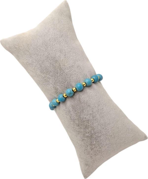 Han Ticarethane Altın Kombinli Turkuaz Doğal Taş Bileklik - Image 1