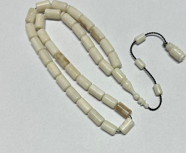 Han Ticarethane Beyaz Kesme Kapsül Kesim Sentetik Opal Tesbih - Image 1