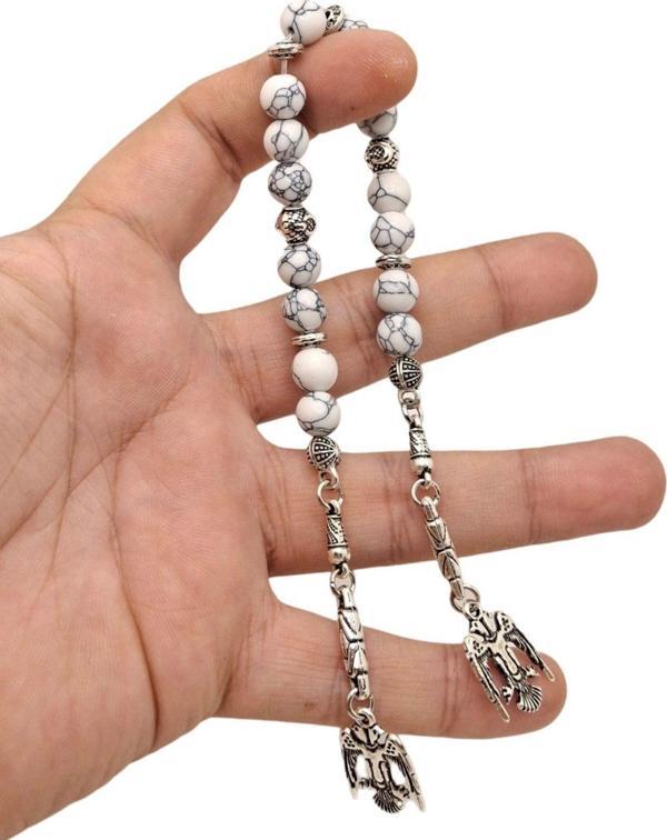 Han Ticarethane Beyaz Renk 15 Li Zaza Model Havlit Doğal Taş Tesbih - Image 1