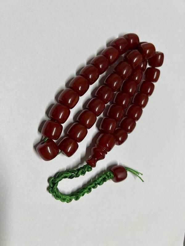 Han Ticarethane Koyu Turuncu Büyük Boy Sıkma Kehribar Tesbih - Image 1