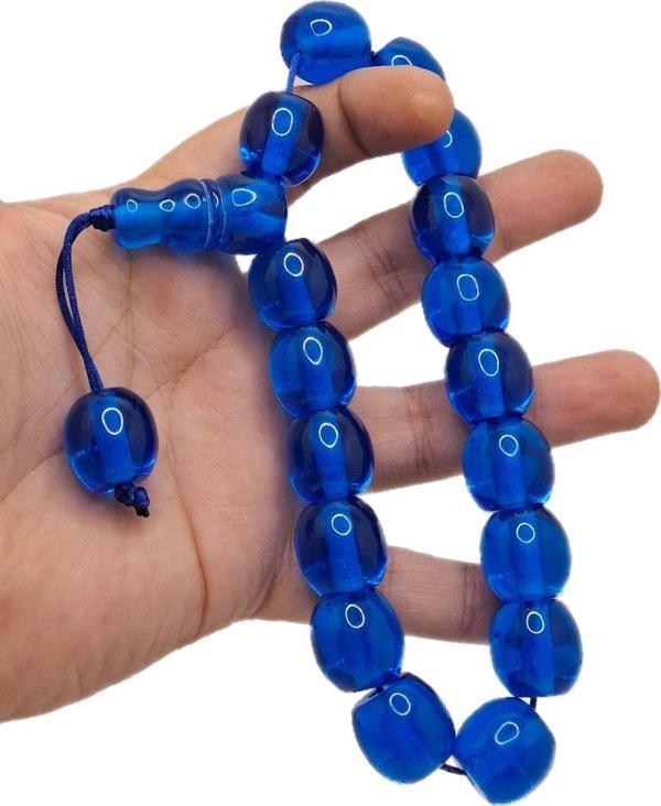 Han Ticarethane Büyük Boy Özel Model Mavi Renk Efe Maskot Toz Kehribar Tesbih - Image 1