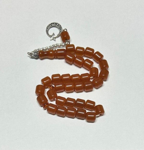 Han Ticarethane Turuncu Zar Sıkma Kehribar Tesbih - Image 1