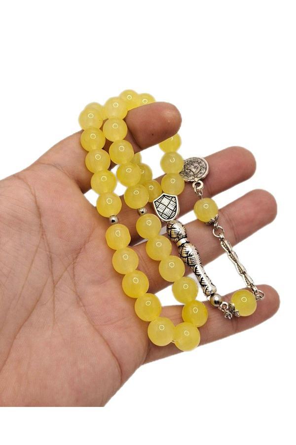 Han Ticarethane Limon Sarısı Küre Kesim Özel Cam Tesbih - Image 1